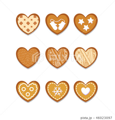 set of ginger cookies in the shape of heart 46023097
