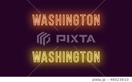 Neon name of Washington city in USA. Vector text 46023610