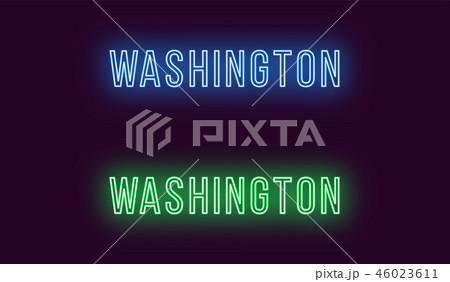 Neon name of Washington city in USA. Vector text 46023611