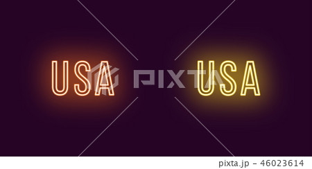 Neon name of USA country. Vector text of USA 46023614