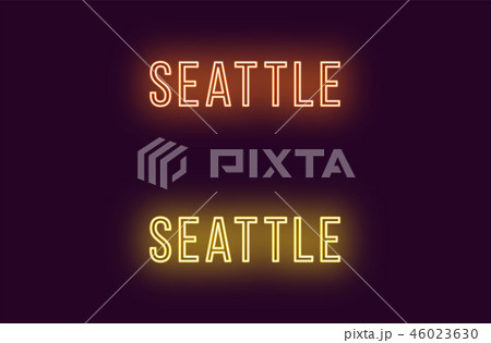 Neon name of Seattle city in USA. Vector text 46023630