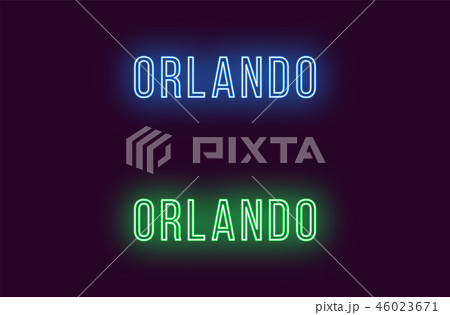 Neon name of Orlando city in USA. Vector text Neon name of Orlando city in USA. Vector text 46023671