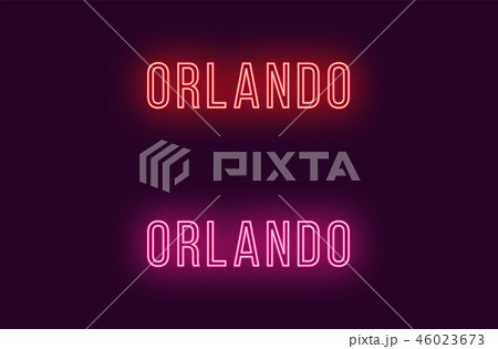 Neon name of Orlando city in USA. Vector text Neon name of Orlando city in USA. Vector text 46023673