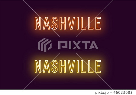 Neon name of Nashville city in USA. Vector text 46023683