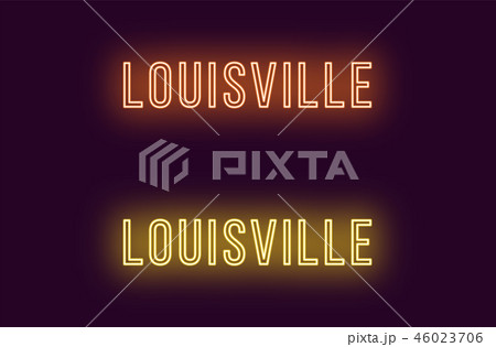 Neon name of Louisville city in USA. Vector text 46023706