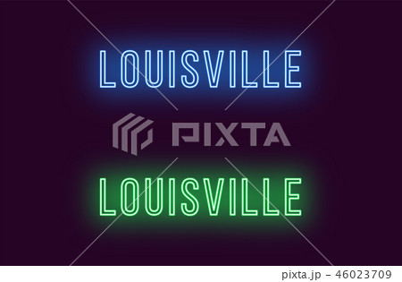 Neon name of Louisville city in USA. Vector text 46023709