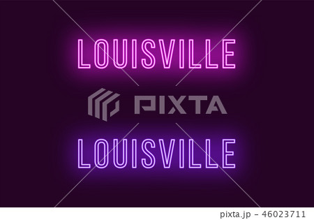 Neon name of Louisville city in USA. Vector text Neon name of Louisville city in USA. Vector text 46023711