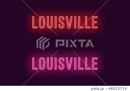 Neon name of Louisville city in USA. Vector text Neon name of Louisville city in USA. Vector text 46023714