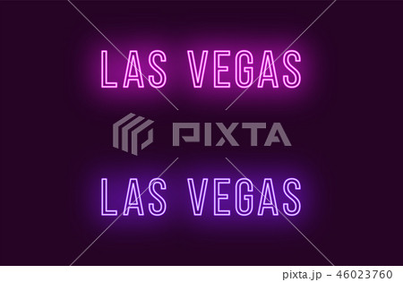 Neon name of Las Vegas city in USA. Vector text 46023760