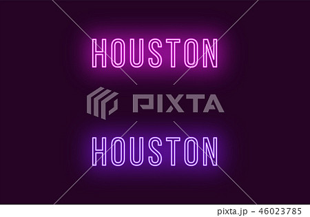 Neon name of Houston city in USA. Vector text Neon name of Houston city in USA. Vector text 46023785
