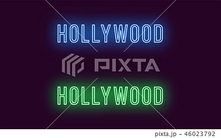 Neon name of Hollywood district in Los Angeles 46023792