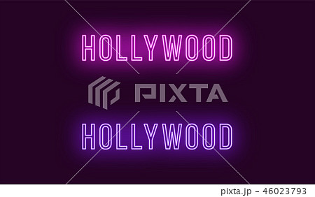 Neon name of Hollywood district in Los Angeles 46023793