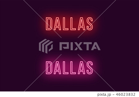 Neon name of Dallas city in USA. Vector text 46023832