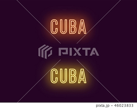 Neon name of Cuba Republic. Vector text of Cuba 46023833