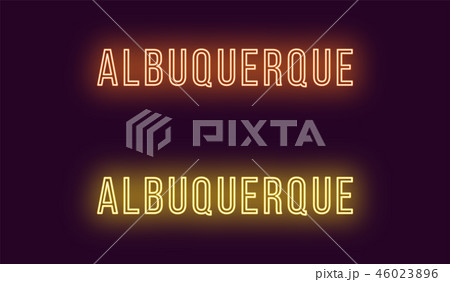 Neon name of Albuquerque city in USA. Vector text Neon name of Albuquerque city in USA. Vector text 46023896