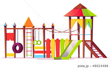 Vector bright playground for children. Game area 46024488