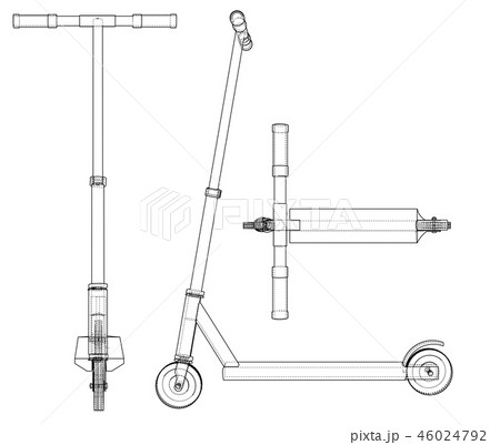Kick scooter outline. 3d illustration Kick scooter outline. 3d illustration 46024792