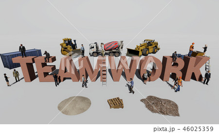 Word teamwork and the workers who work on it, 3D r 46025359