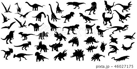 Dinosaur silhouettes set. Vector illustration 46027175