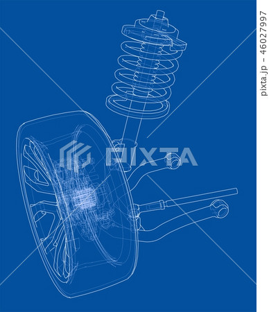 Car suspension with wheel tire and shock absorber Car suspension with wheel tire and shock absorber 46027997