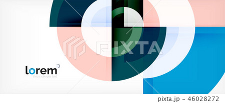 Modern geometric circles abstract background, colorful round shapes with shadow effects 46028272