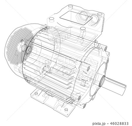 Electric Motor Outline 3d Illustrationのイラスト素材 4602
