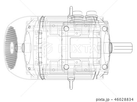 Electric motor outline. 3d illustration Electric motor outline. 3d illustration 46028834