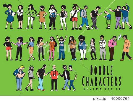 Big Set of Characters Cartoon. Active people  46030764