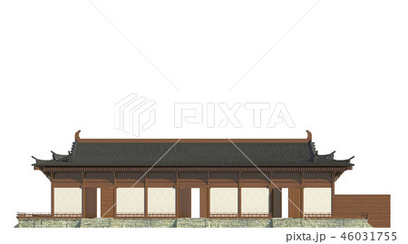 Japanese building isolated on white background 3d illustration 46031755