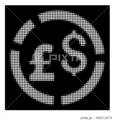 White Halftone Pound And Dollar Currency Diagram Icon 46031873