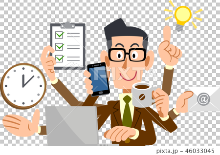 Businessman glasses jacket doing multitasking 46033045