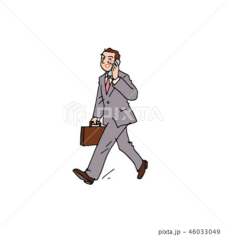 ガラケーで会話をしながら歩くサラリーマン 46033049