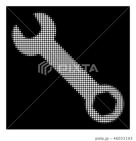 White Halftone Wrench Icon White Halftone Wrench Icon 46033183