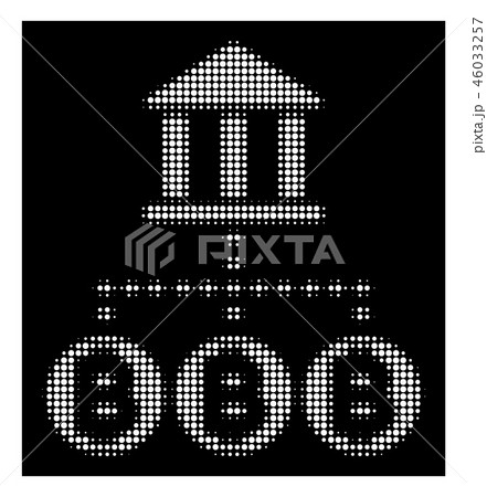 White Halftone Bitcoin Bank Structure Icon 46033257