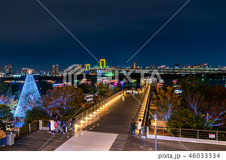 《東京都》お台場・レインボーブリッジの夜景 《東京都》お台場・レインボーブリッジの夜景 46033534