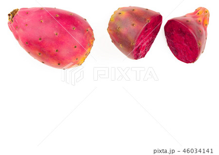 red prickly pear or opuntia isolated on a white background with copy space for your text. Top view 46034141