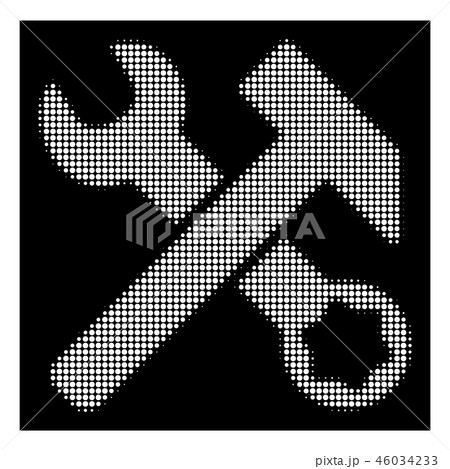 White Halftone Hammer And Wrench Icon 46034233