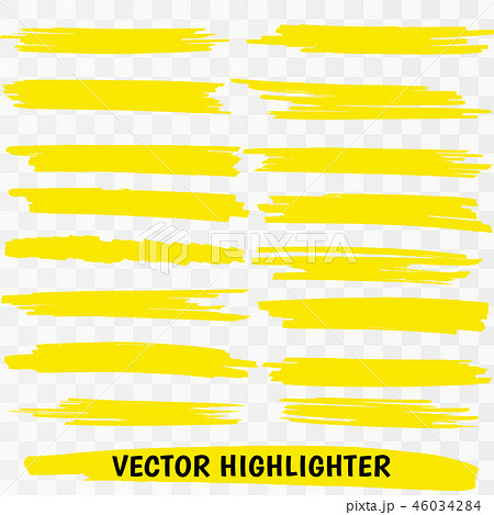 Yellow Highlighter Marker Strokes.  46034284