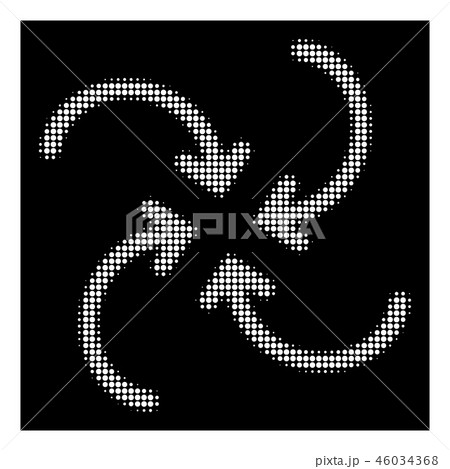 White Halftone Whirl Arrows Icon 46034368