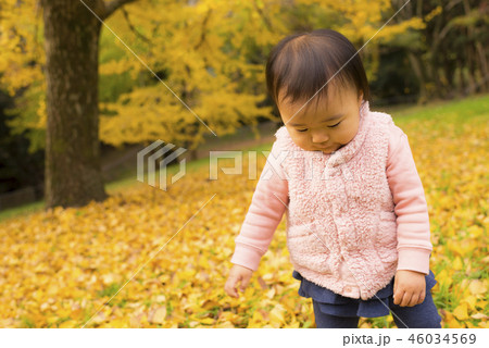 紅葉狩りを楽しむ子供 紅葉狩りを楽しむ子供 46034569