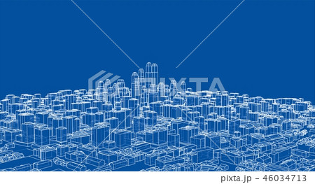 Wire-frame City, Blueprint Style Wire-frame City, Blueprint Style 46034713