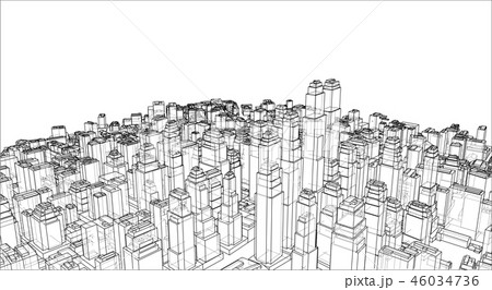 Wire-frame City, Blueprint Style Wire-frame City, Blueprint Style 46034736