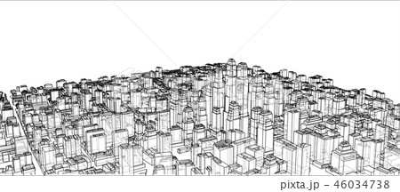 Wire-frame City, Blueprint Style Wire-frame City, Blueprint Style 46034738
