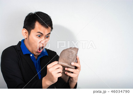 businessman gasping in shock money in his walle businessman gasping in shock money in his walle 46034790