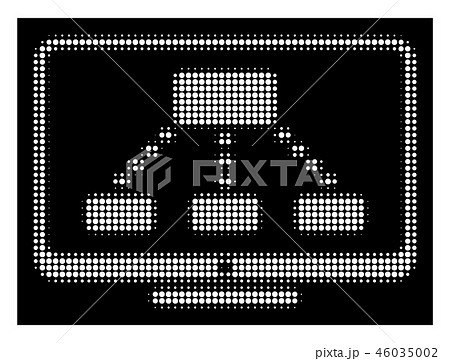 White Halftone Hierarchy Monitoring Icon White Halftone Hierarchy Monitoring Icon 46035002