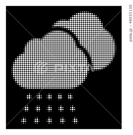 White Halftone Rain Clouds Icon 46035130