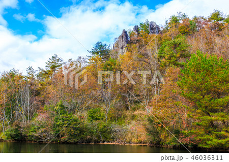 鶴ヶ原の景の紅葉　【大分県中津市裏耶馬渓】 46036311
