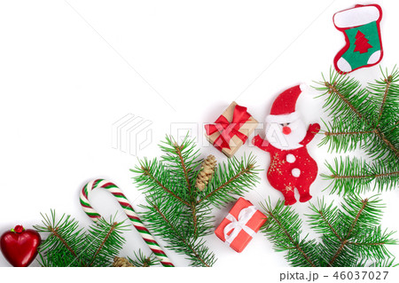 Christmas frame decorated isolated on white background with copy space for your text Christmas frame decorated isolated on white background with copy space for your text 46037027