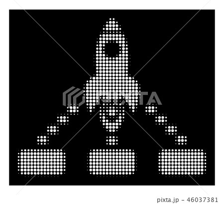 White Halftone Space Rocket Collaboration Icon 46037381