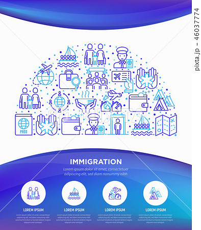 Immigration concept in half circle 46037774